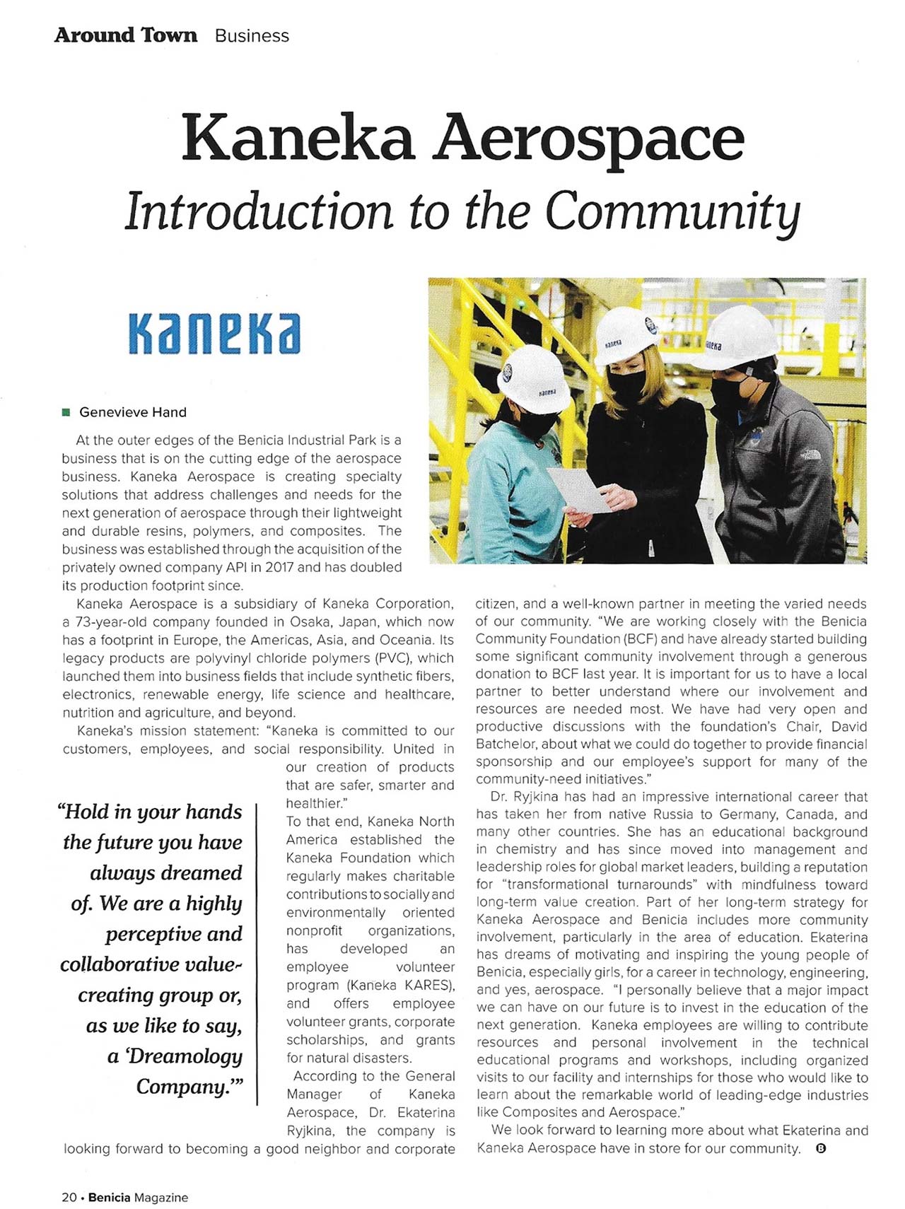 Kaneka Aerospace and Benicia Community Foundation